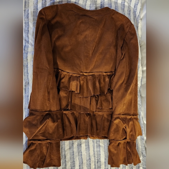 INC International Concepts Brown Ruffle Jacket - Picture 3 of 4